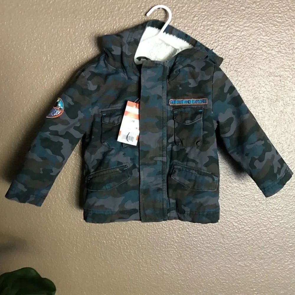 Cat & Jack Camo Cargo Style Fur Jacket 12mo